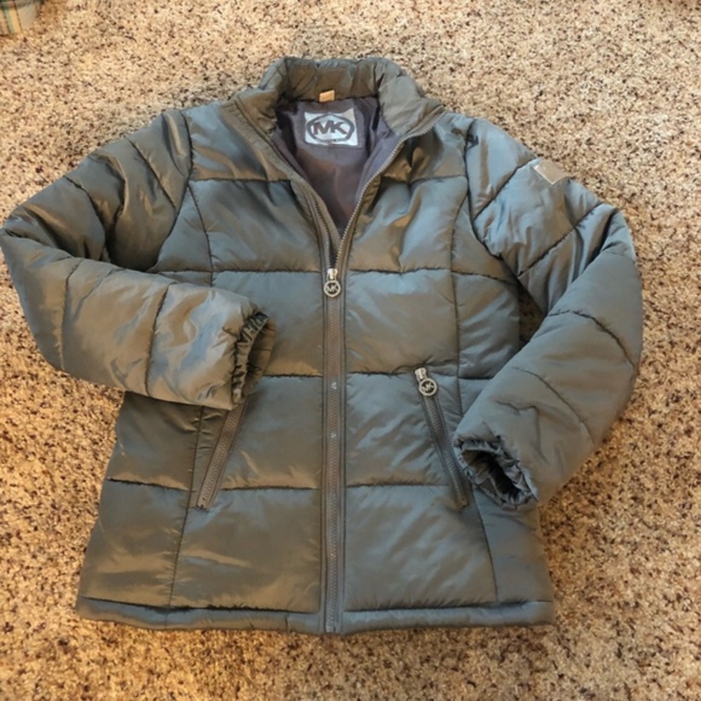 Michael Kors Silver Grey Down Stylish Puffer Coat Size XS